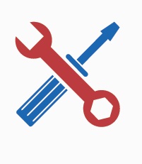 icon of blue screwdriver and red wrench